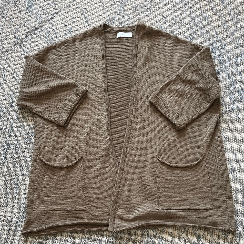 Oak & Fort XS Khaki Open Cardigan